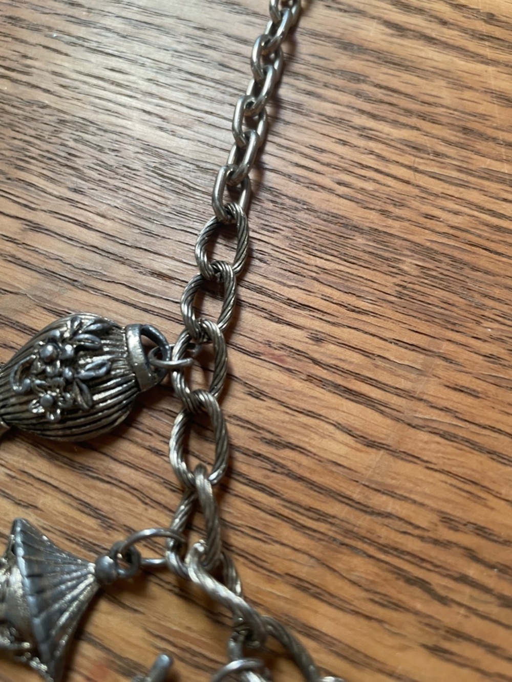 Silver-Tone Cultural Asian Charm Necklace with Teal Bead Accents - Picture 8 of 8